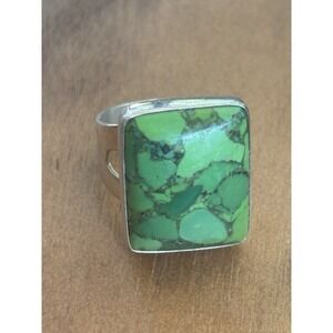 DTR Jay King Sterling 925 Silver Green Turquoise Rectangle Ring Sz 11